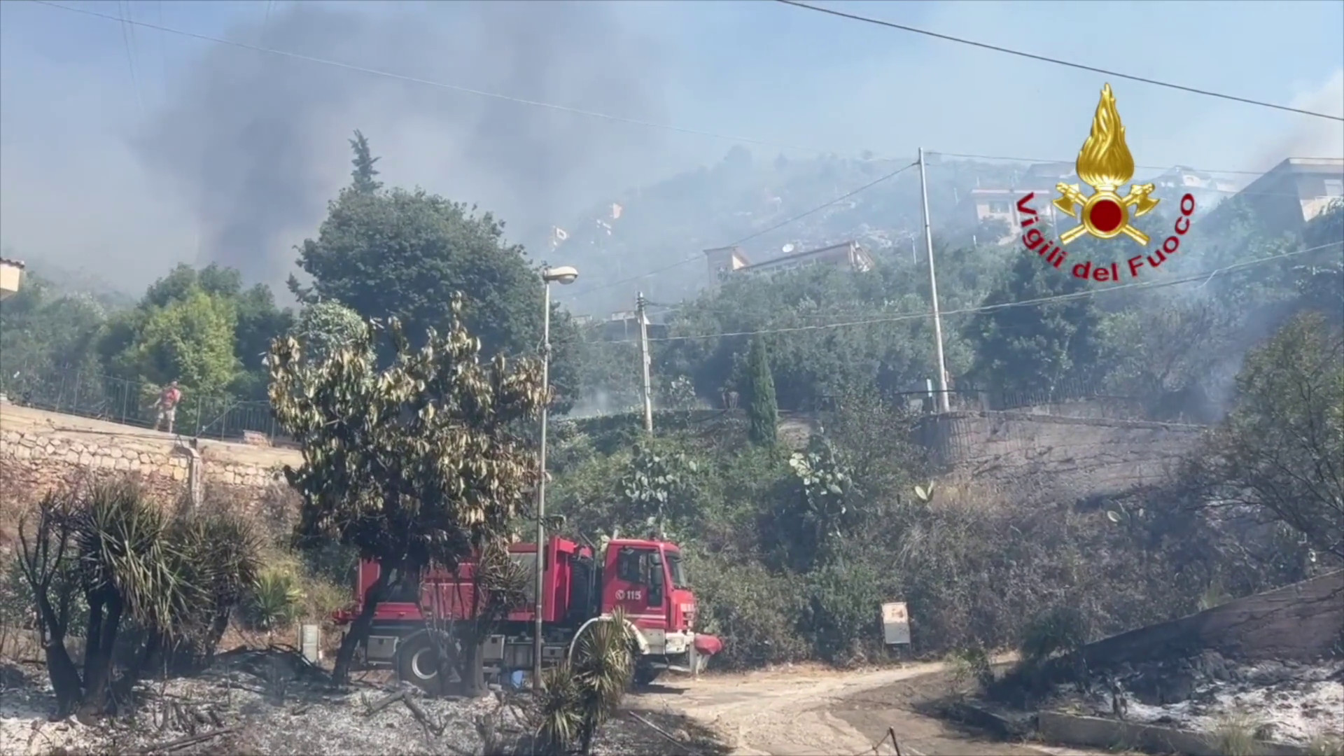 Incendi nel palermitano, Vigili del Fuoco in azione contro i roghi