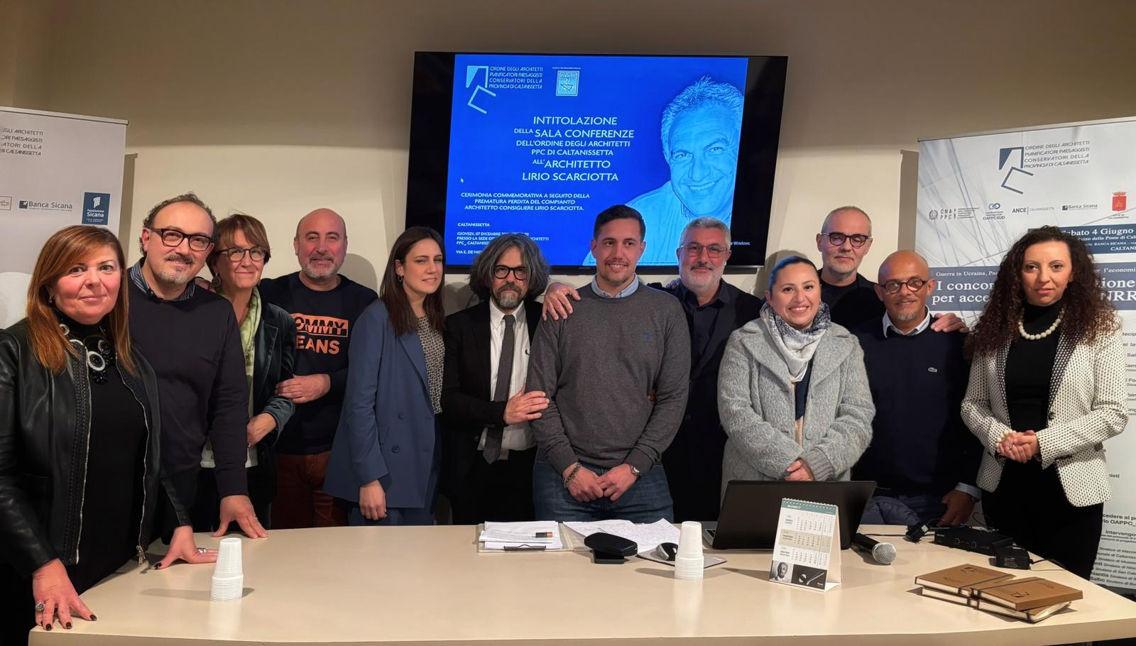 L’Ordine degli Architetti di Caltanissetta commemora il collega Lirio Scarciotta, intitolata la sala conferenze