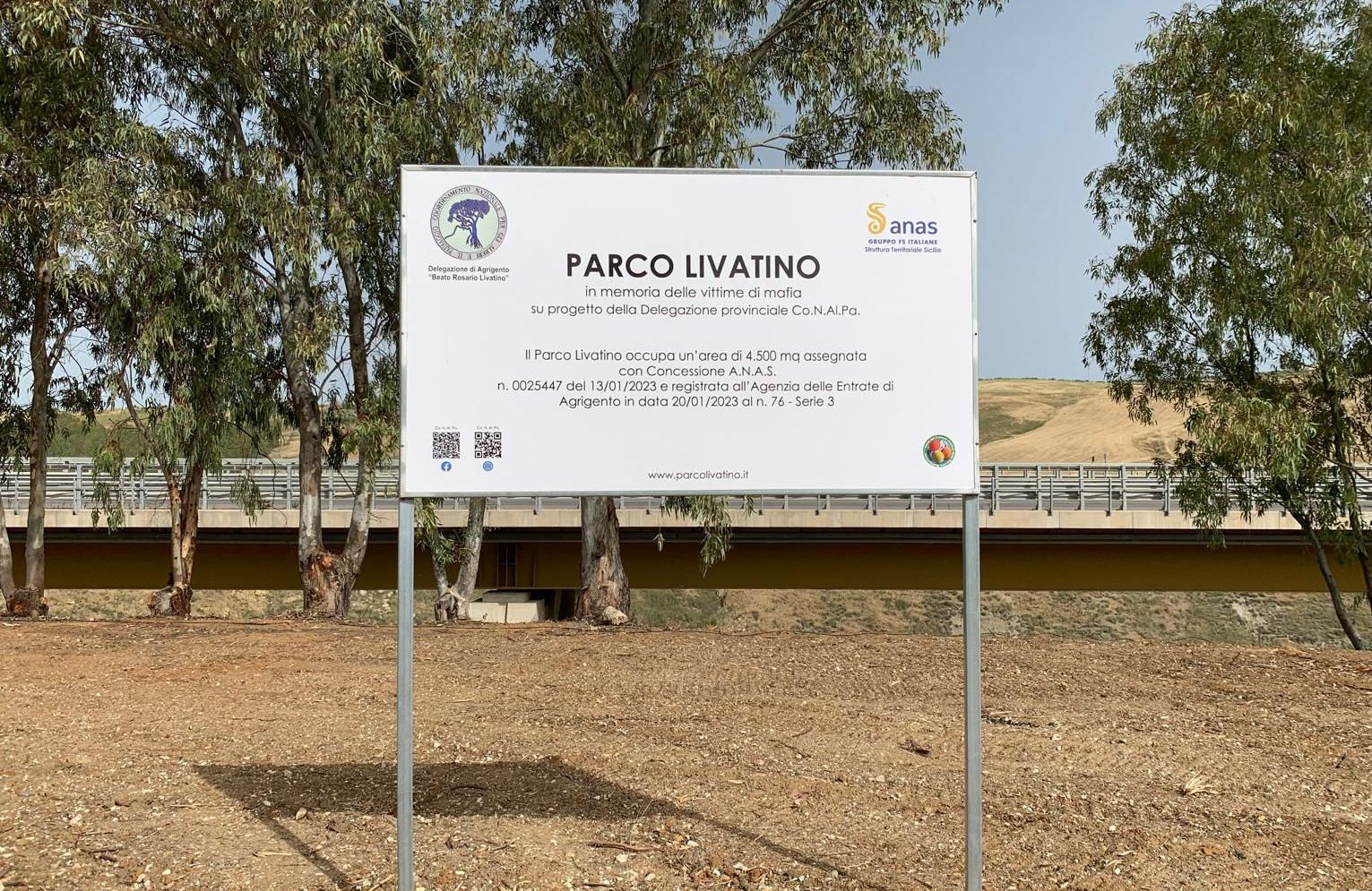 Inaugurato Parco alla memoria del giudice Livatino lungo la statale 640