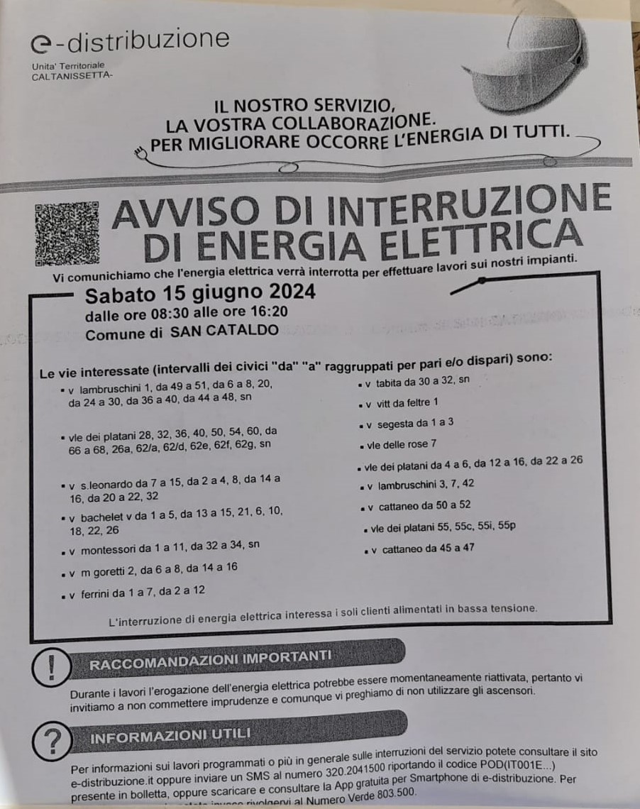 San Cataldo. Arriva l’acqua ma mancherà la corrente: cittadino segnala al sindaco situazione di disagio nel quartiere Cristo Re