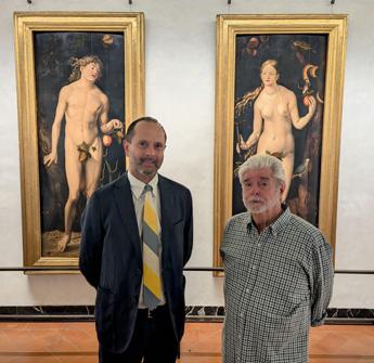 Il regista di Star Wars George Lucas visita gli Uffizi