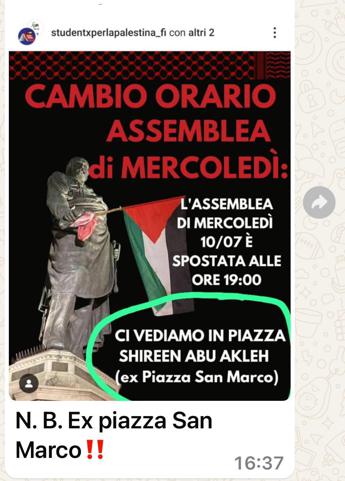 Firenze, Studenti per la Palestina “ribattezzano” piazza San Marco