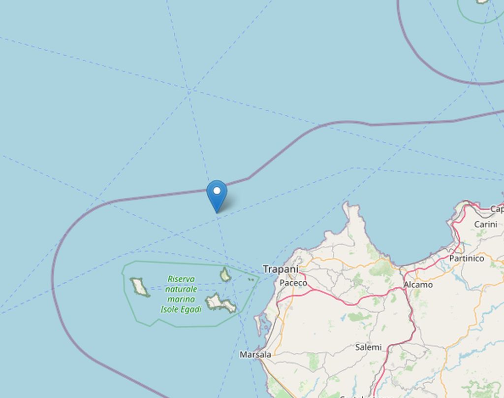 Terremoto di magnitudo 4.1 nel Tirreno Meridionale a largo di Trapani